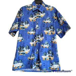 Pierre Cardin blue Hawaiian shirt